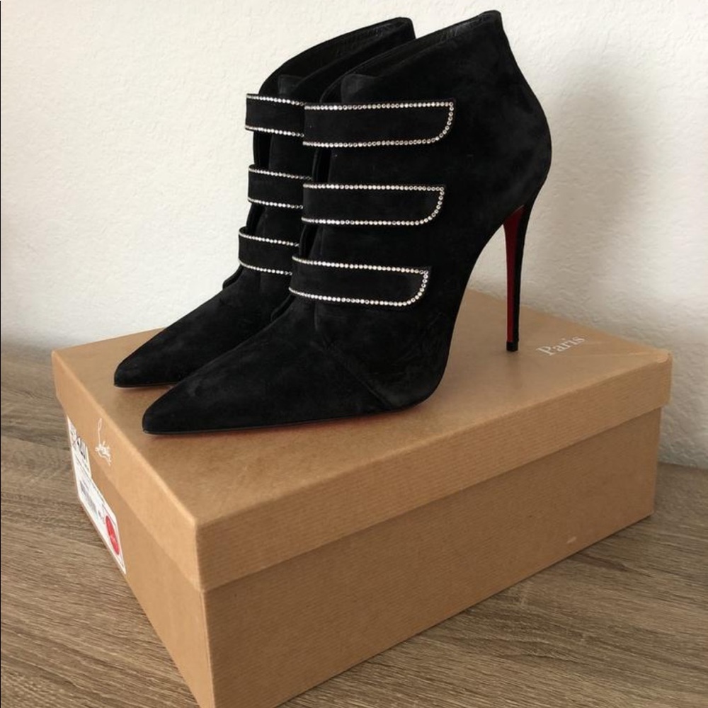 Triniboot Strass 100mm Veau Velours suede bootie